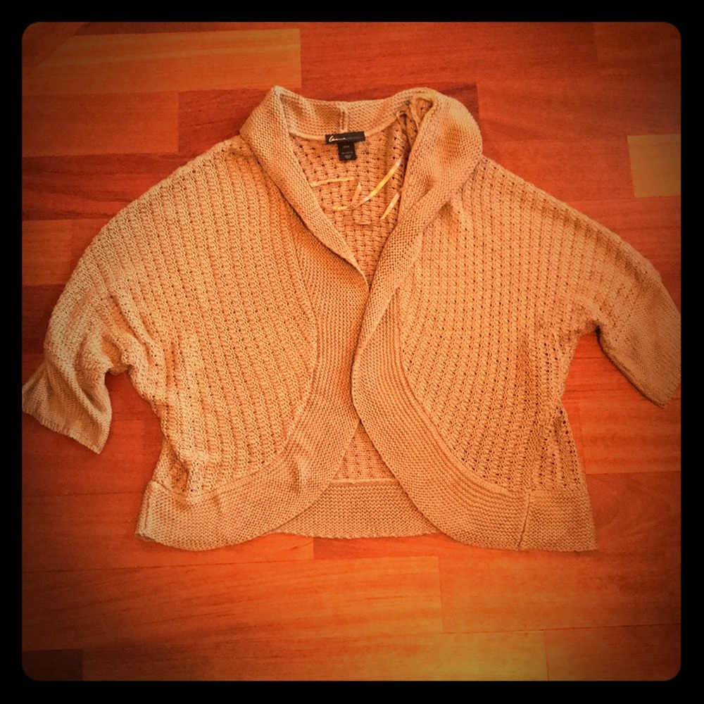 Lane Bryant size 22 24 tan knit sweater shrug